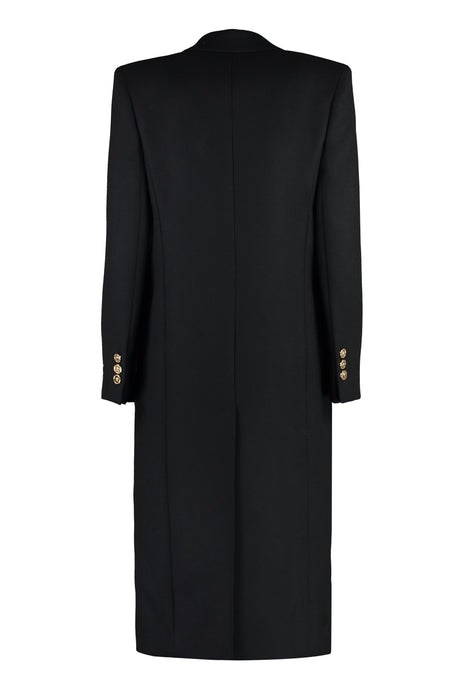 女士黑色羊毛混紡外套 - FW23系列
