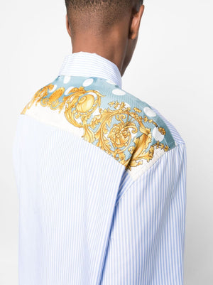 Blue Baroque Polka Dot Versace Shirt for Men