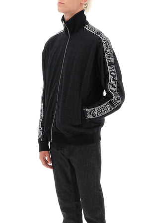 Men's Versace Turtleneck Track Sweatshirt in Black