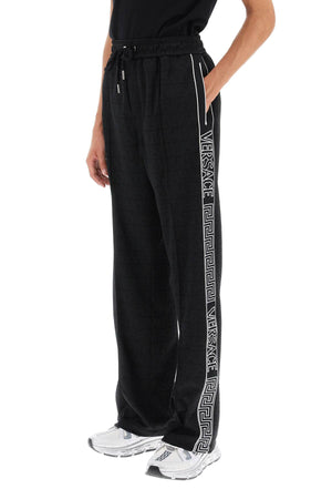 VERSACE Men's Black Greek Print Joggers for FW23