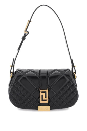 VERSACE Mini Goddess Quilted Leather Shoulder Bag with Gold Greek Accents