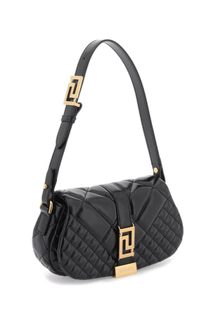 VERSACE Mini Goddess Quilted Leather Shoulder Bag with Gold Greek Accents