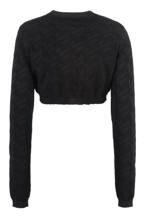 VERSACE Black Jacquard Knit Cardigan for Women in FW23