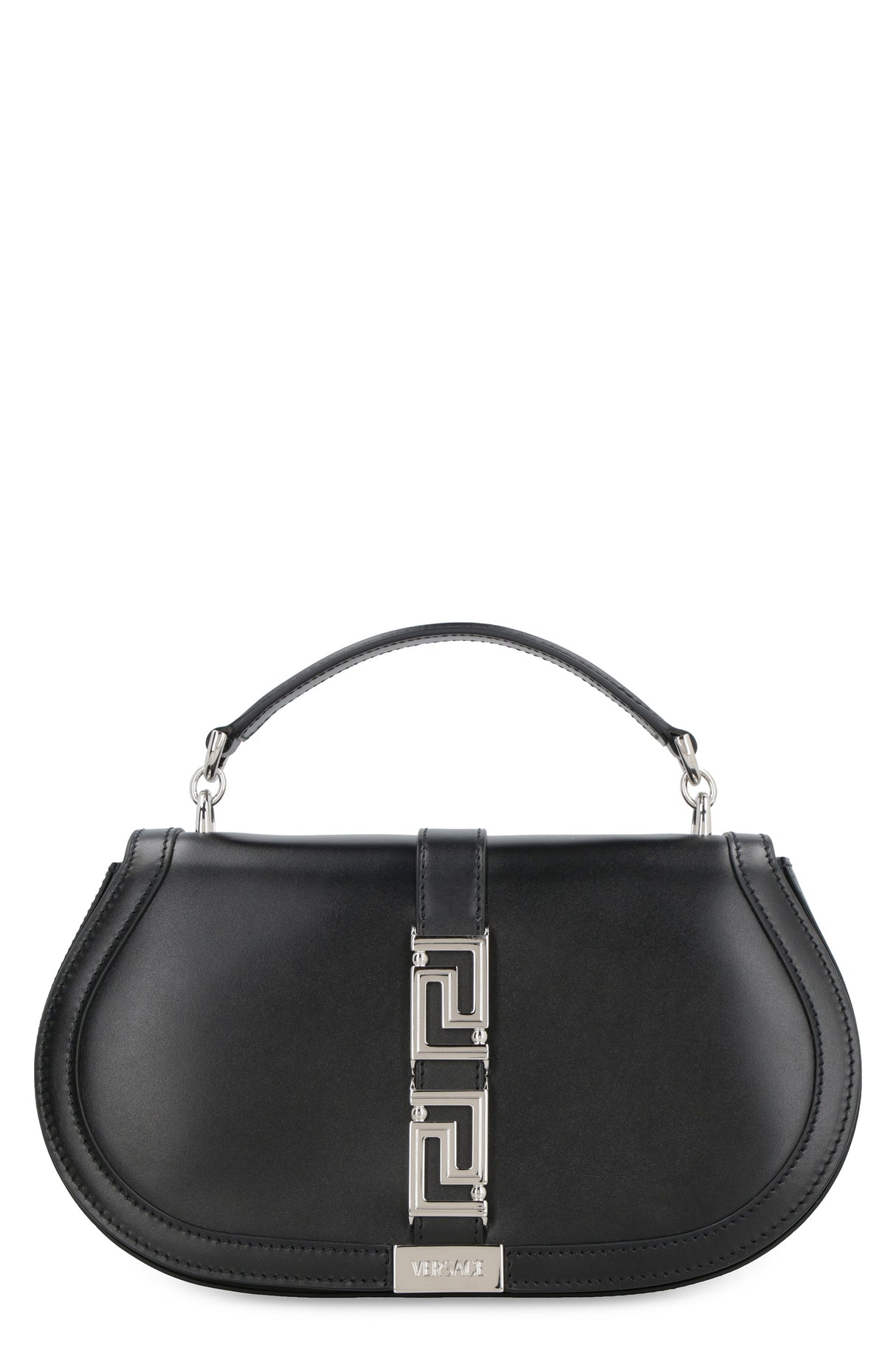 VERSACE Greek Goddess Leather Crossbody Bag in Black