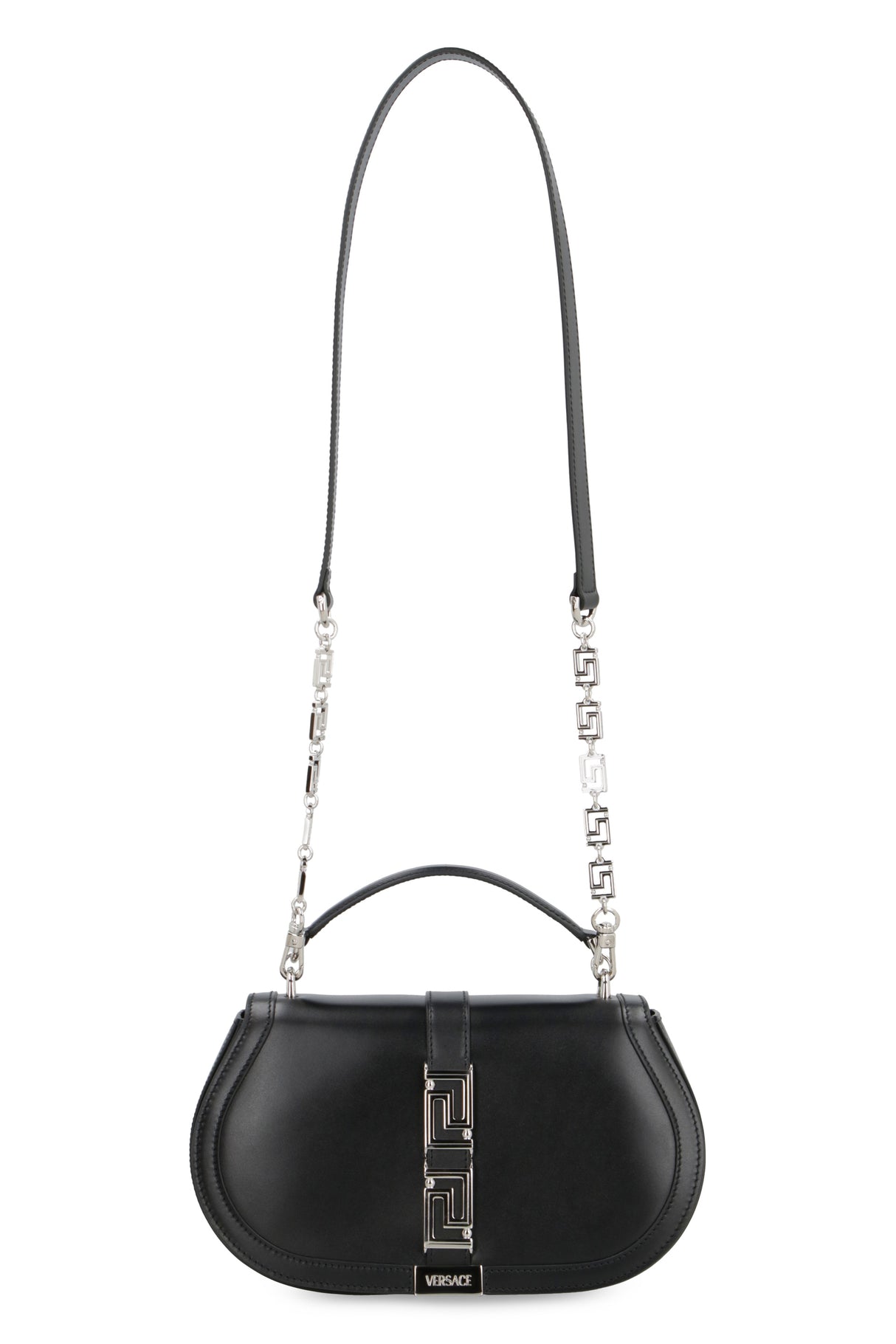 VERSACE Greek Goddess Leather Crossbody Bag in Black