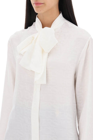 Jacquard Shirt with Lavallière Detail