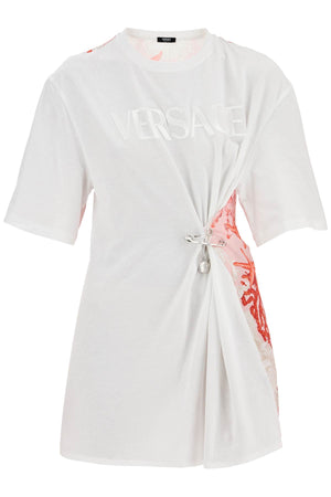 VERSACE Baroque Sea Print Safety Pin T-Shirt - Oversized Fit