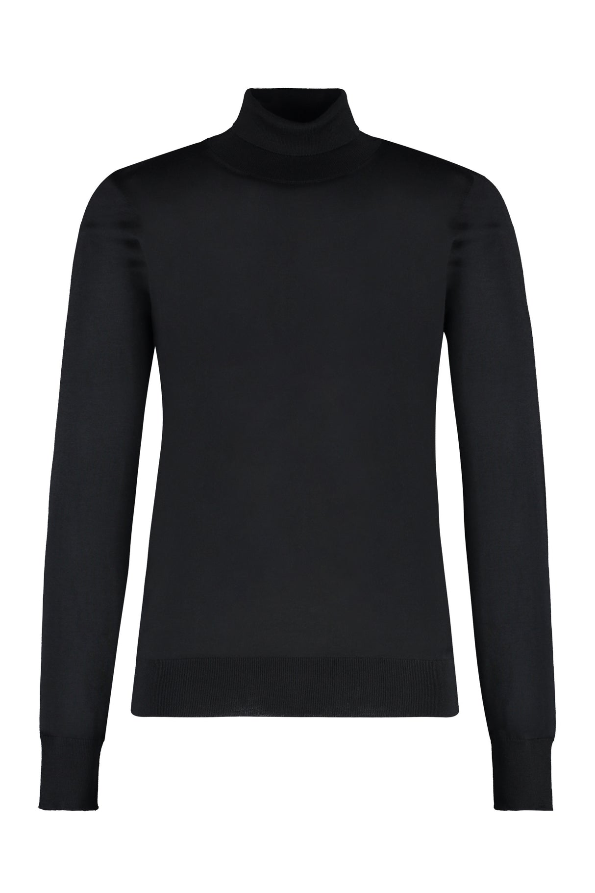 VERSACE Classic Black Wool Blend Turtleneck Sweater for Men