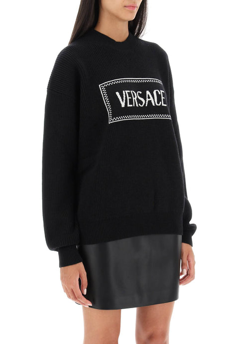 Áo len đen cổ tròn VERSACE FW23