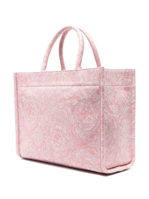 VERSACE Athena Baroque-Print Tote Handbag - Pink Rose-Gold