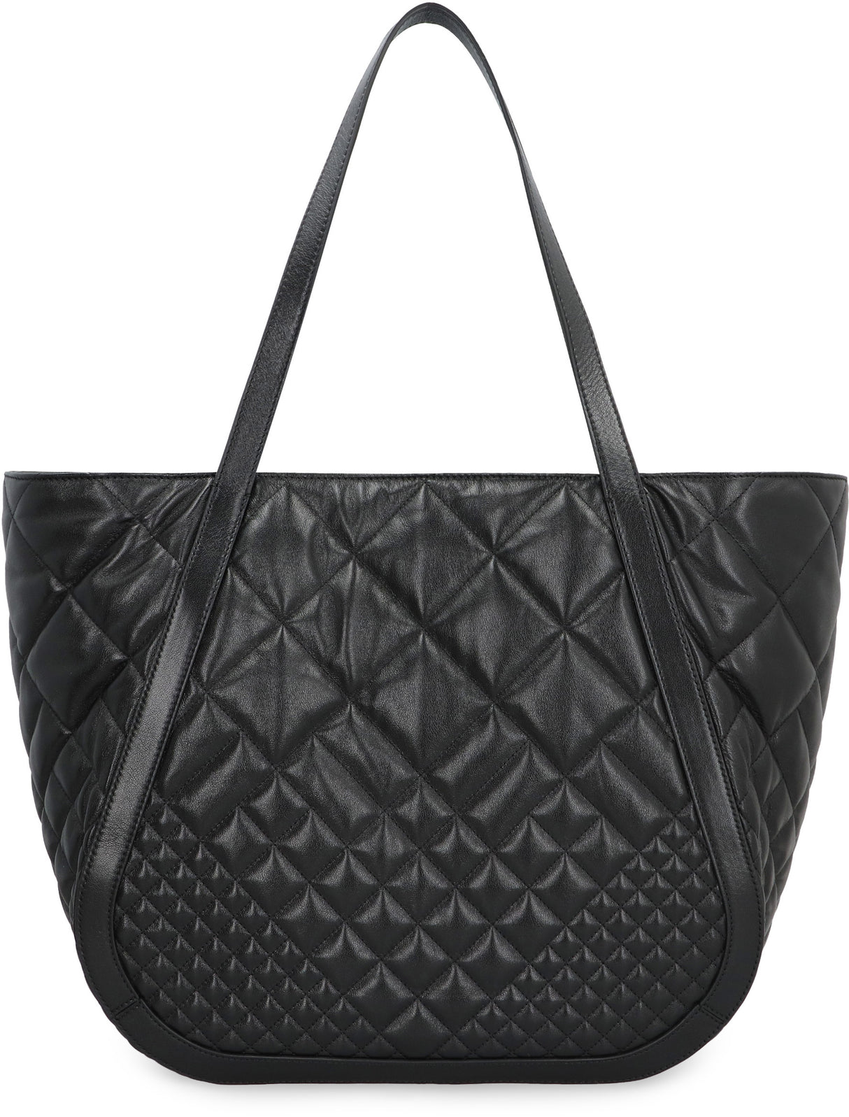 Quilted Leather Tote Handbag with Magnetic Fastening and Gold-Tone Hardware, FW23 Collection