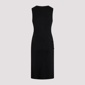 V-Neck Draped Black T-Shirt Dress for Women with Medusa '95 Detail