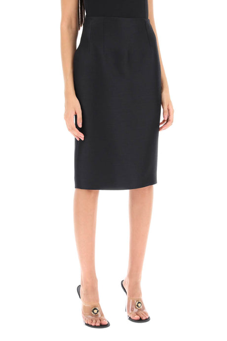 VERSACE Elegant Black Wool-Silk Pencil Skirt for Women