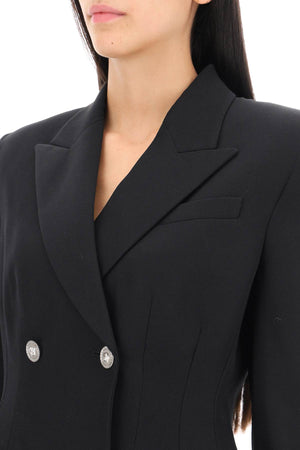 VERSACE Sculpted Hourglass Double-Breasted Blazer in Black for Women