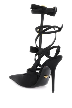 VERSACE Elegant Black Slingback Pumps with Gianni Ribbon Bows for Women - FW23