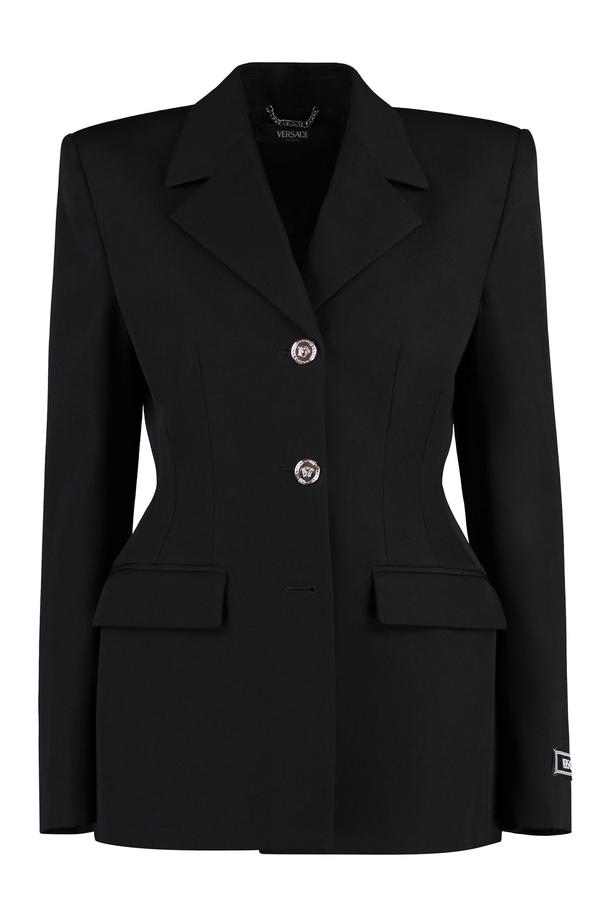 VERSACE Black Wool Single-Breasted Blazer for Women