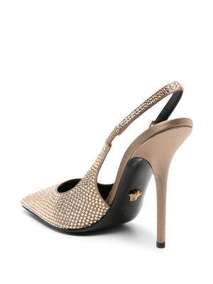 VERSACE Luxurious Satin Embellished Pumps with Gold Medusa Detail