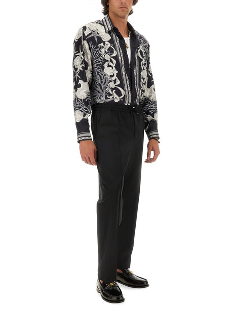 VERSACE Silk Baroque Sea Shirt - Regular Fit, Size 48