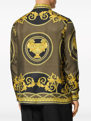 VERSACE Classic Baroque Print Silk Shirt for Men