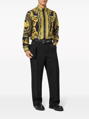 VERSACE Classic Baroque Print Silk Shirt for Men