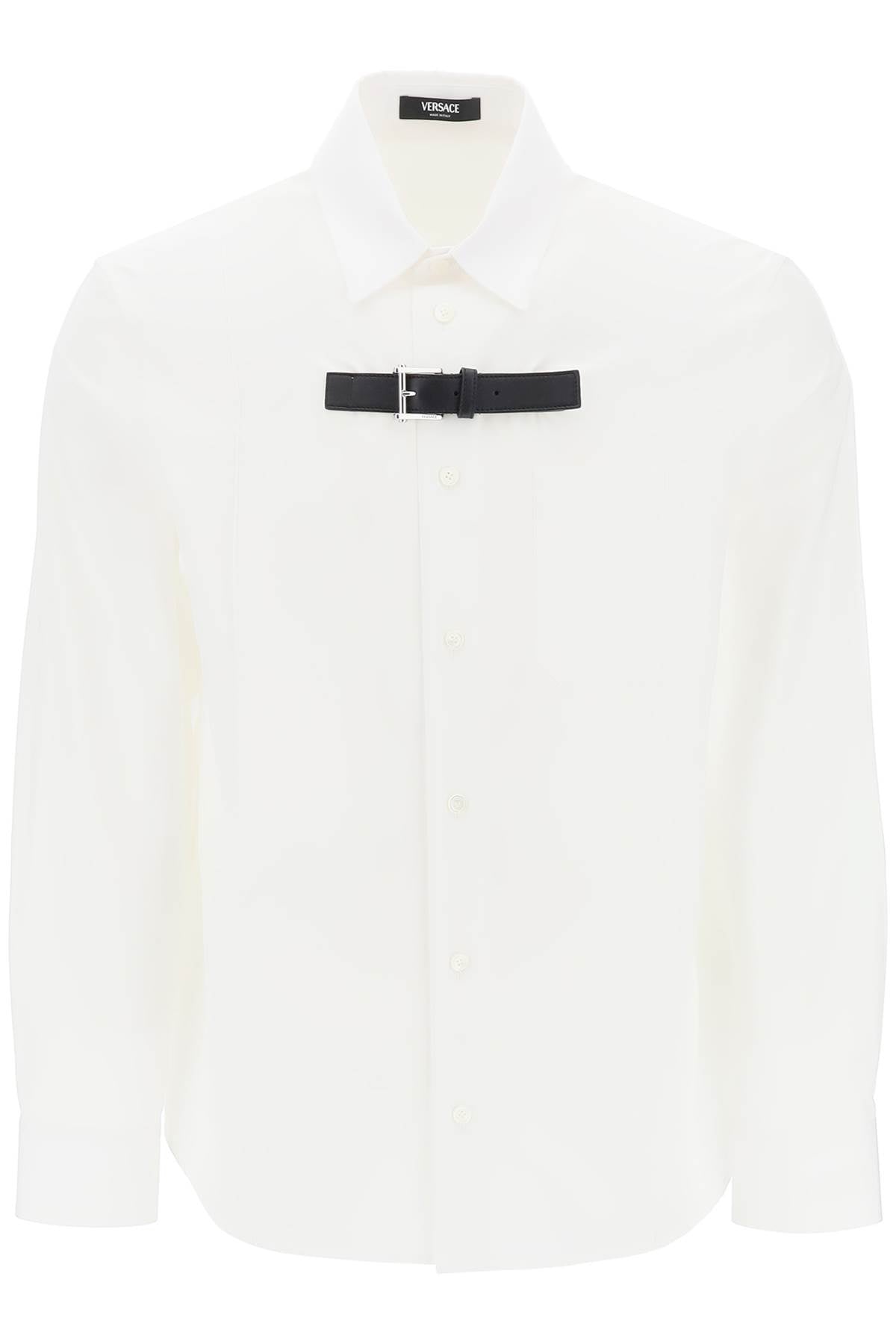 Classic White Leather Strap Shirt - Men's Designer Fashion FW23