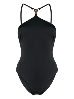 VERSACE High Cut Black Medusa Head Swimsuit