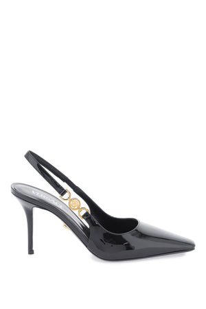 VERSACE Black Patent Leather Slingback Pumps - FW23