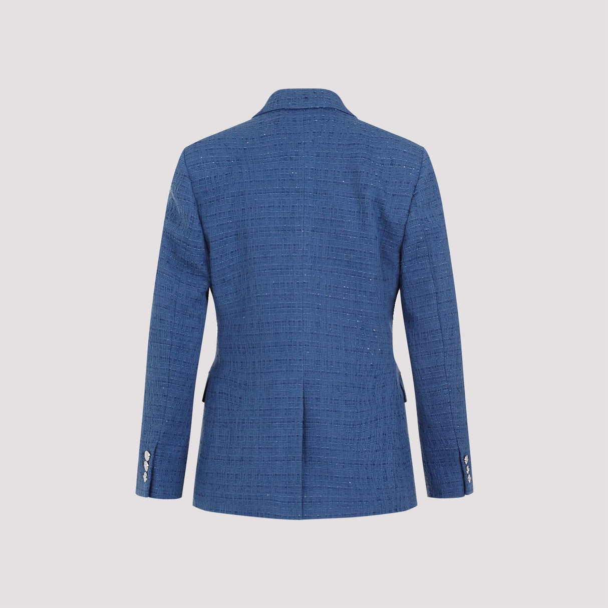 Women's Light Blue Double-Breasted Tweed Blazer for Spring/Summer 2024