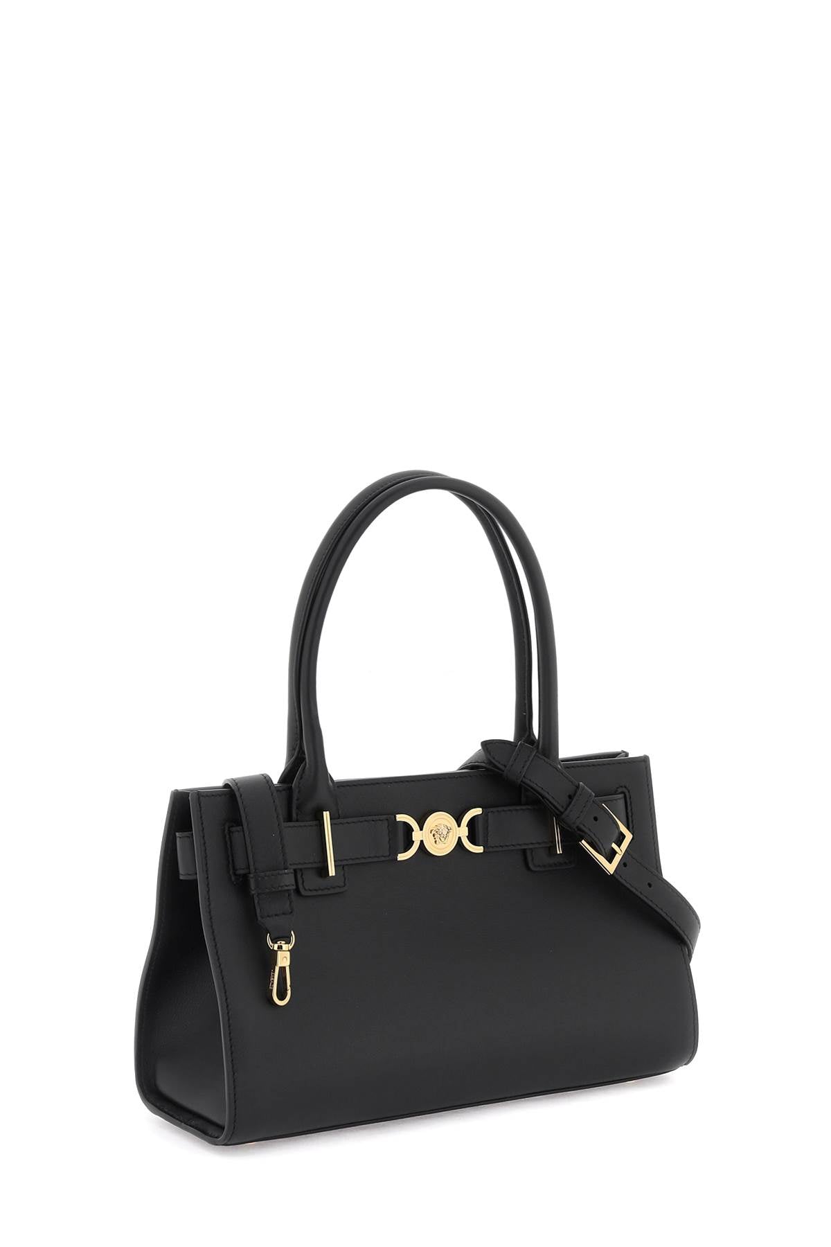 VERSACE Medium Medusa '95 Black Leather Shopper Handbag with Gold-Tone Hardware