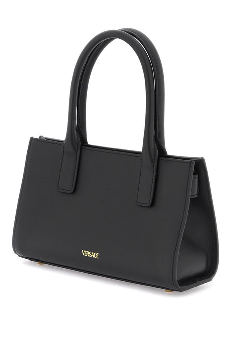 VERSACE Chic Black Calf Leather Small Tote with Top Handle - Women's SS24 Collection