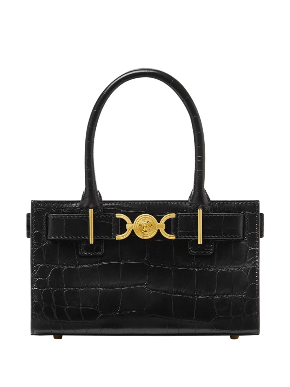 VERSACE Mini Crocodile Effect Leather Tote Handbag