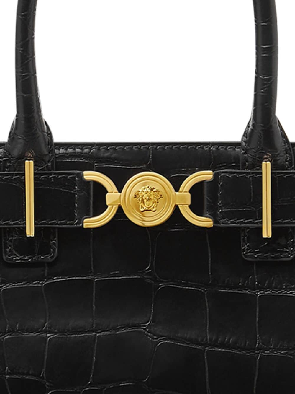 VERSACE Mini Crocodile Effect Leather Tote Handbag