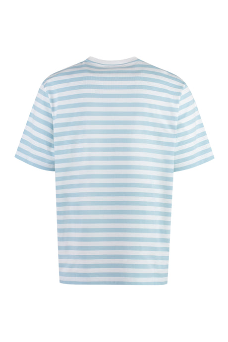 قميص قطني مخطط باللون الأزرق الفاتح للرجال - مجموعة SS24