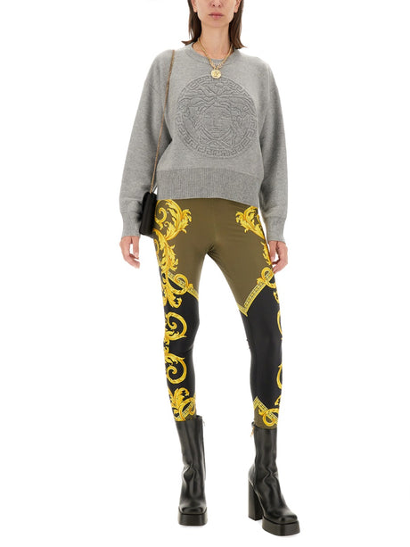 VERSACE Wool Blend Medusa Sweater - Regular Fit, Size 40