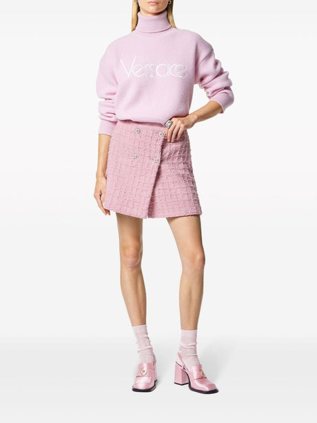 VERSACE Light Pink Tweed Mini Skirt for Women