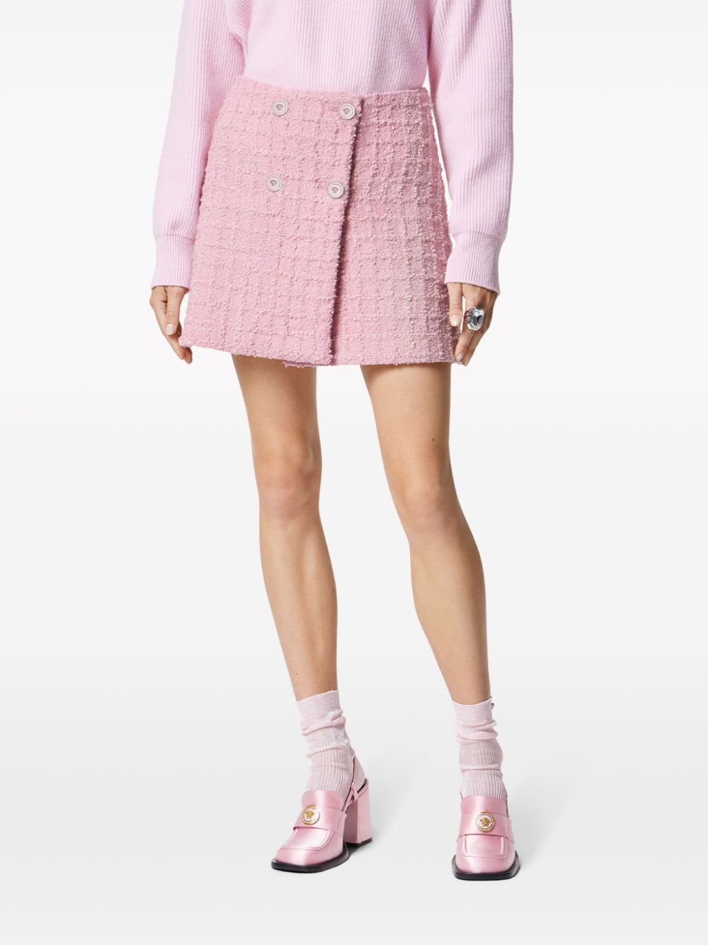 VERSACE Light Pink Tweed Mini Skirt for Women