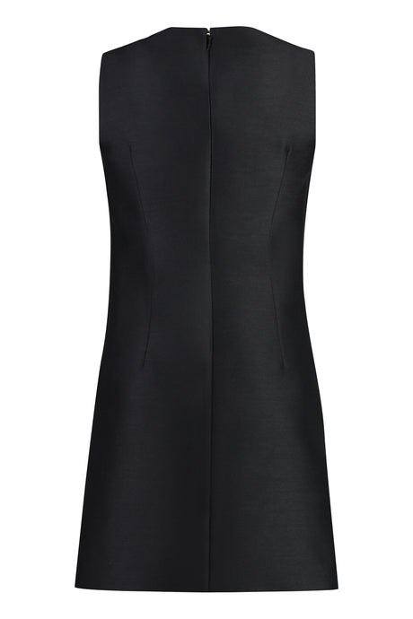 VERSACE Black Wool and Silk Mini Dress with Metal Medusa Logo for Women
