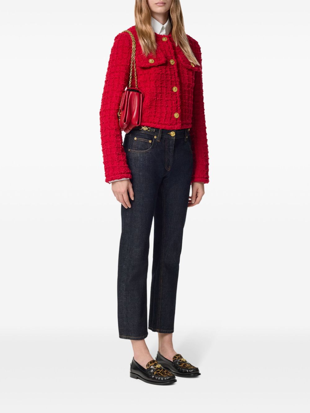 VERSACE Bright Red Tweed Jacket for Women