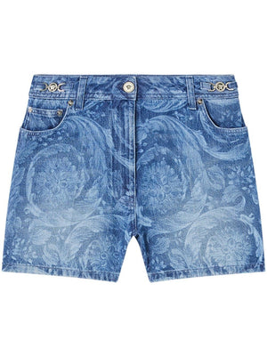 Blue Cotton Shorts with Logo Patch - SS24 Collection