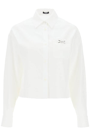 قميص قصير باروكي للنساء، أبيض