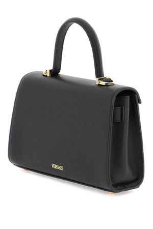 VERSACE Chic Black Calf Leather Mini Top Handle Handbag for Women, SS24