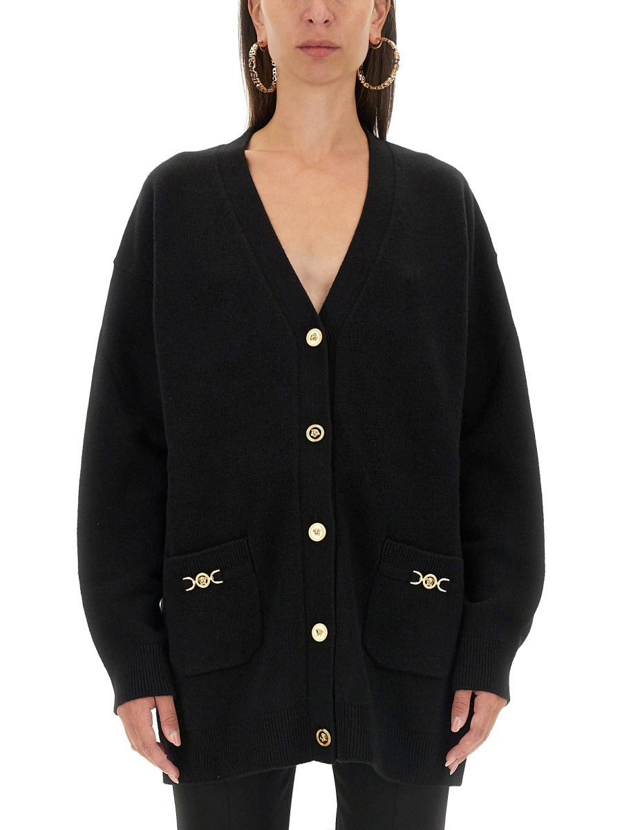 VERSACE Oversized Cashmere Blend Cardigan - Size 40