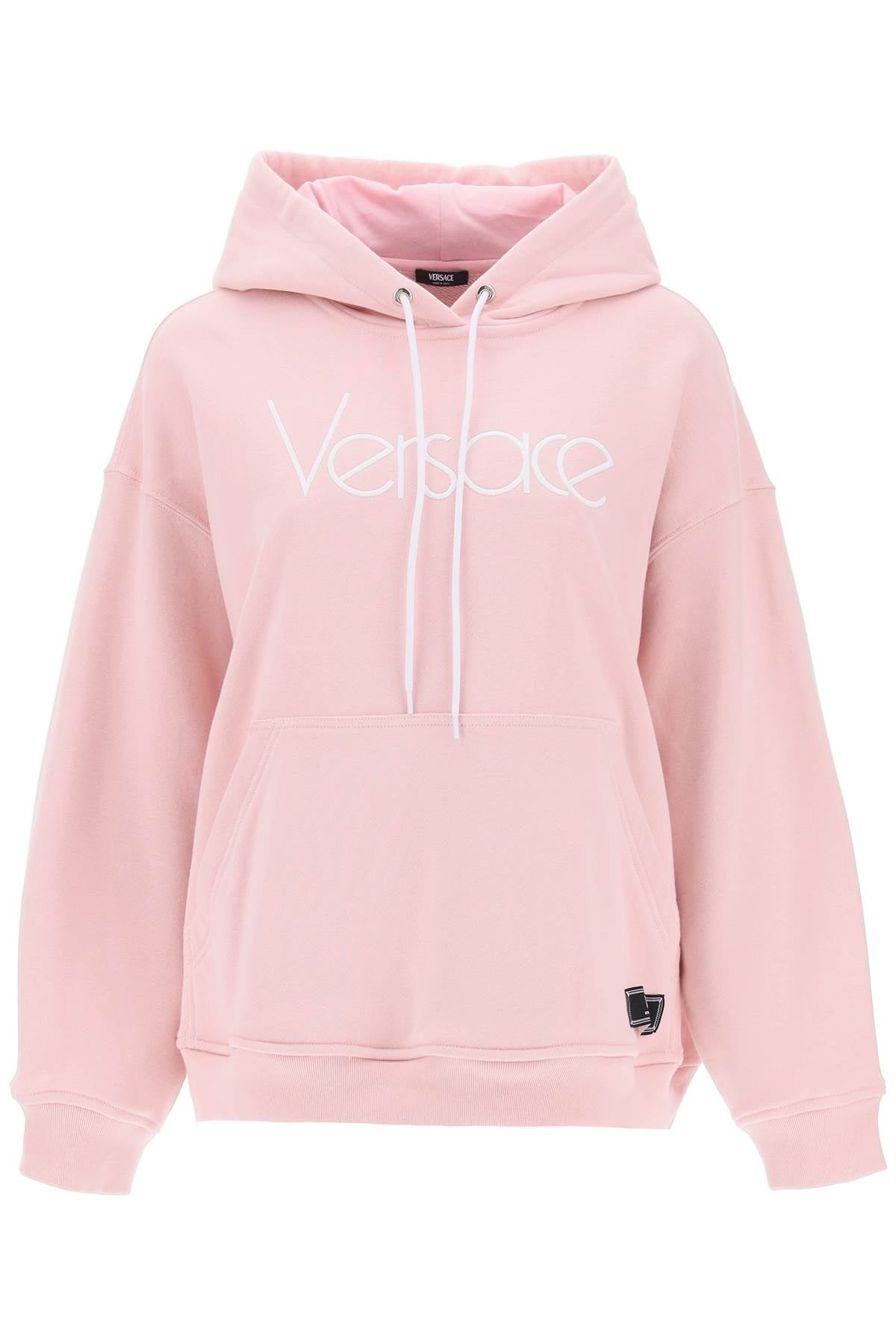 粉红色Versace SS24系列女式重制版标识连帽衫