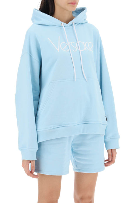 VERSACE Pink French Terry Sweatshirt with 1978 Re-Edition Logo for Women
