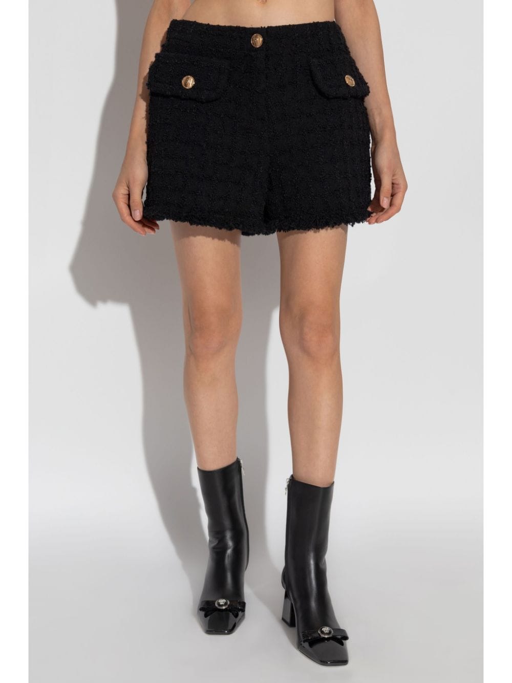 VERSACE Chic Tweed Mini Shorts