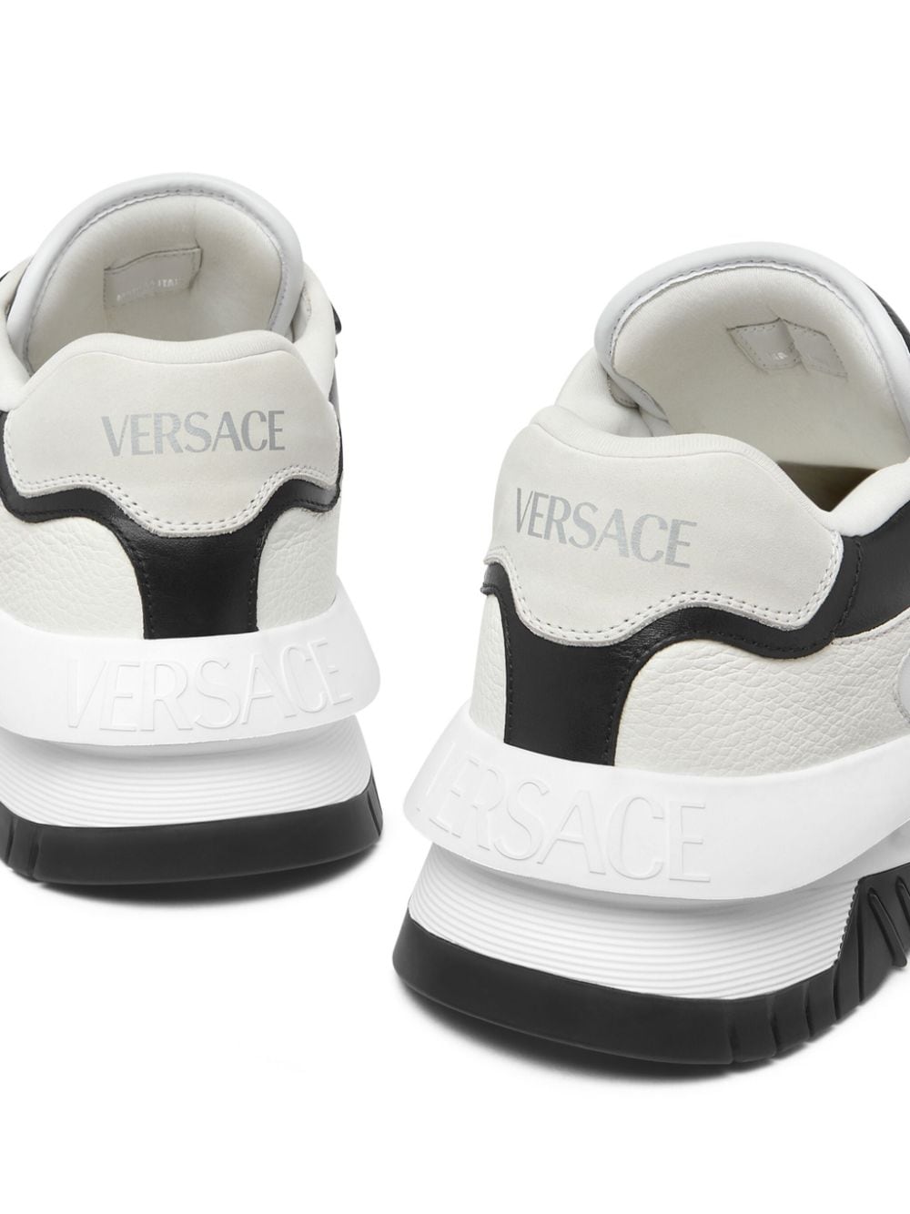 VERSACE Leather Sneaker with Greek Detail for Men