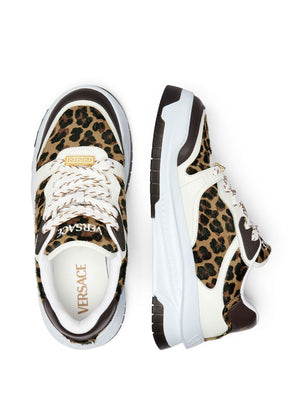 VERSACE Leopard Print Panel Sneakers for Men