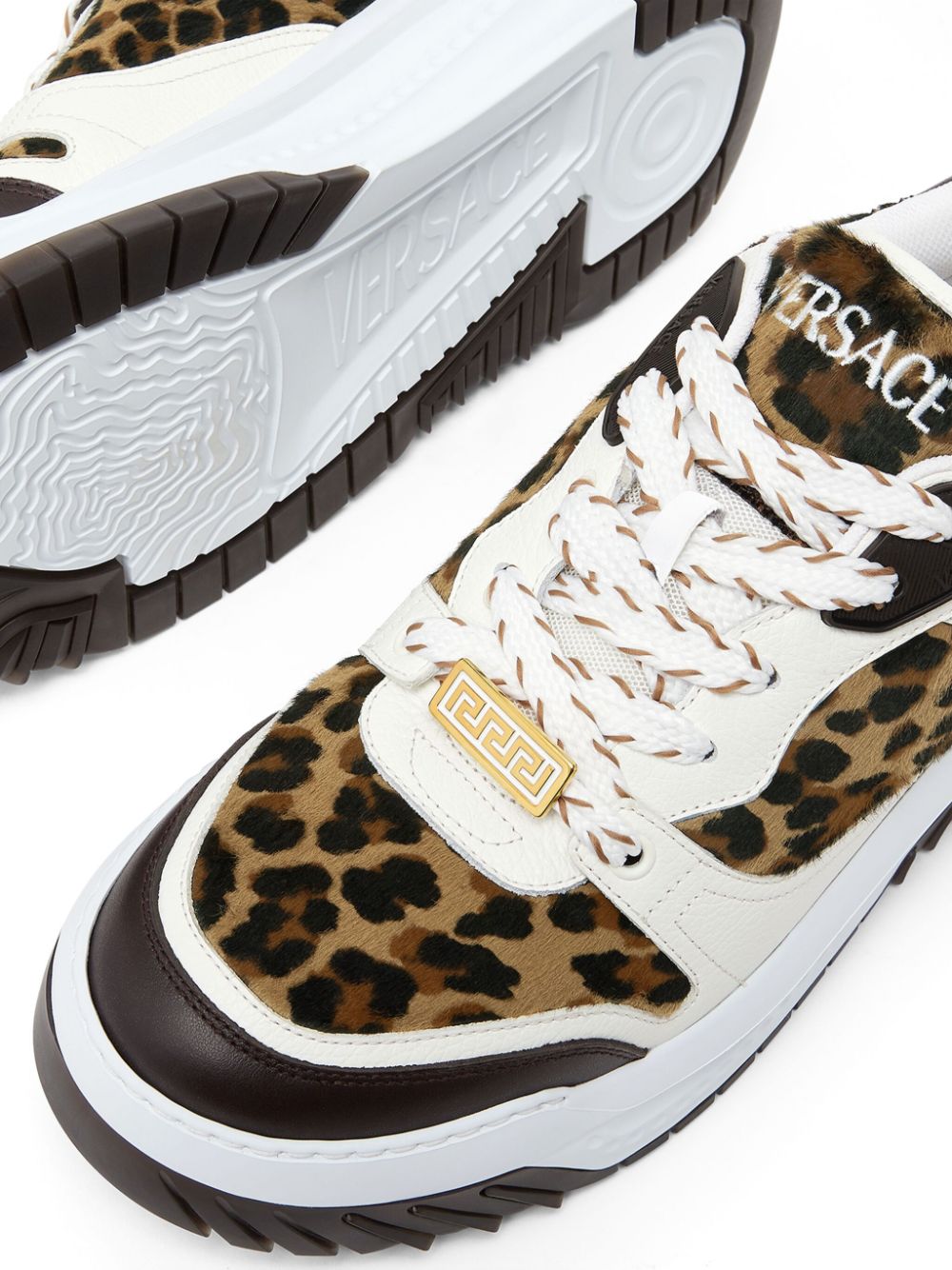 VERSACE Leopard Print Panel Sneakers for Men