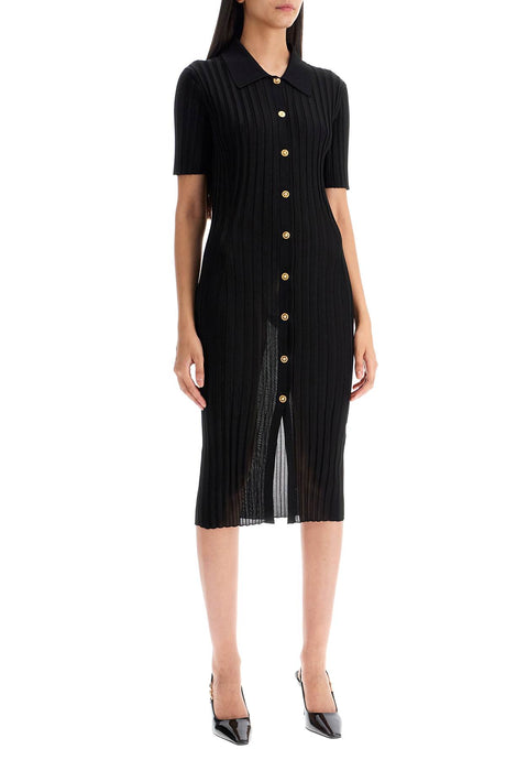VERSACE Elegant Fitted Midi Dress with Medusa Accents