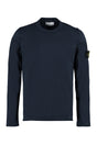 STONE ISLAND Blue Long Sleeve Crew-Neck Sweater with Logo Patch